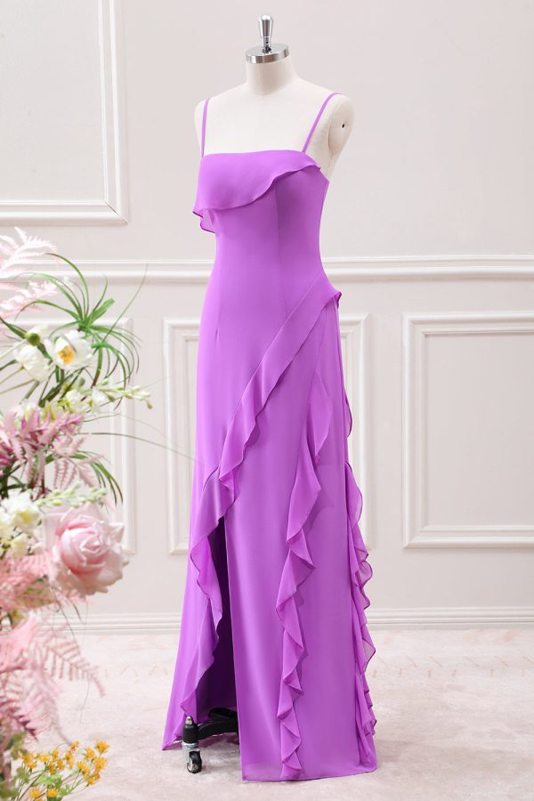 Tahiti Ruffles Sheath Maxi Dress with Slit - Image 3