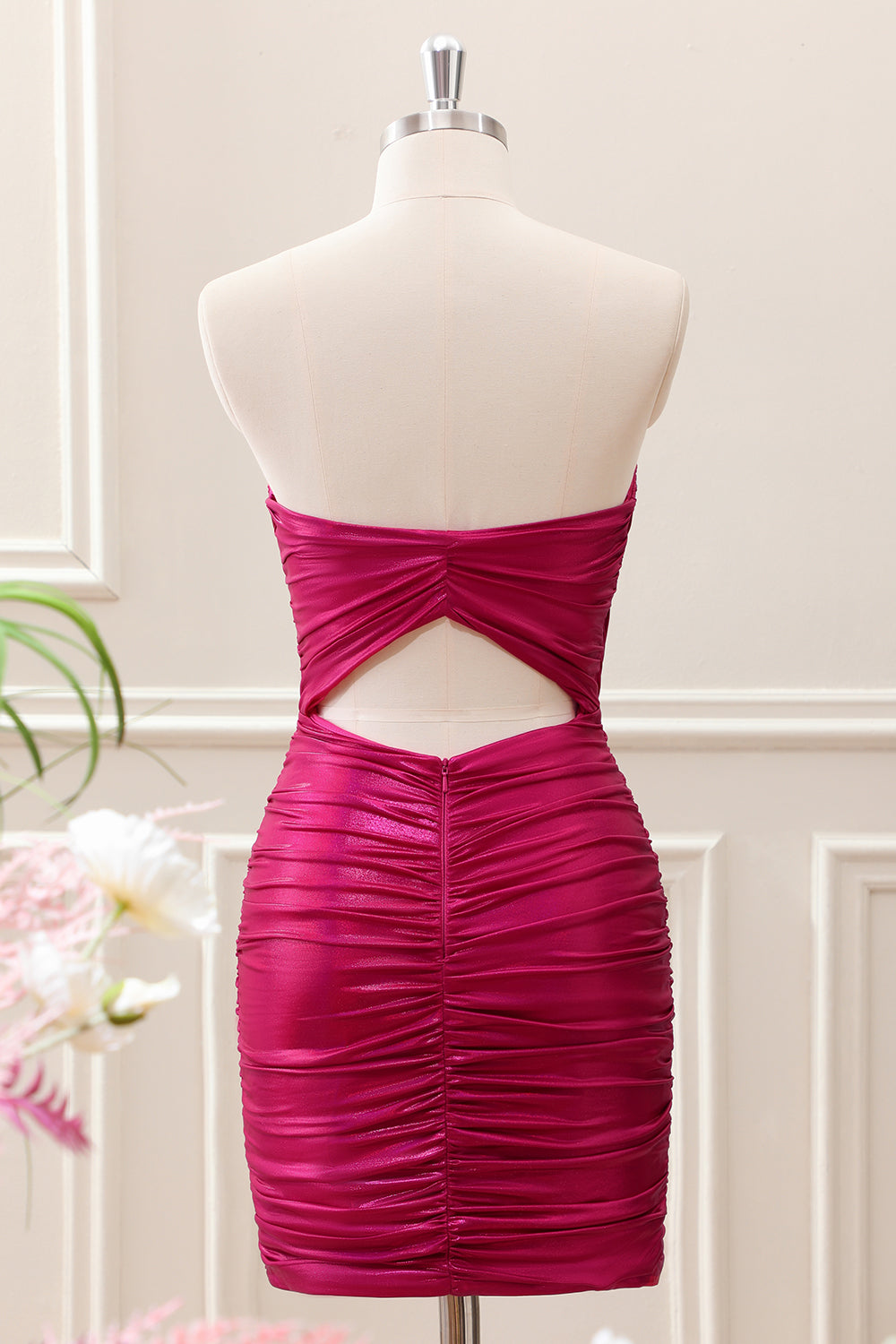 Teal Blue Pleated Sweetheart Keyhole Mini Dress - Image 8