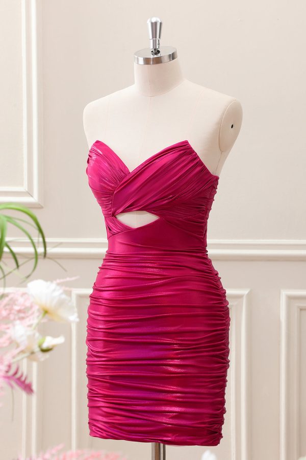 Teal Blue Pleated Sweetheart Keyhole Mini Dress - Image 9