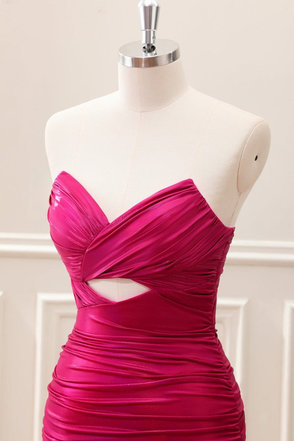 Teal Blue Pleated Sweetheart Keyhole Mini Dress - Image 12