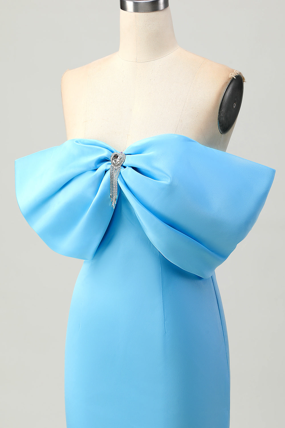 Tight Strapless Blue Homecoming Dress with Lace-up Back - Image 8
