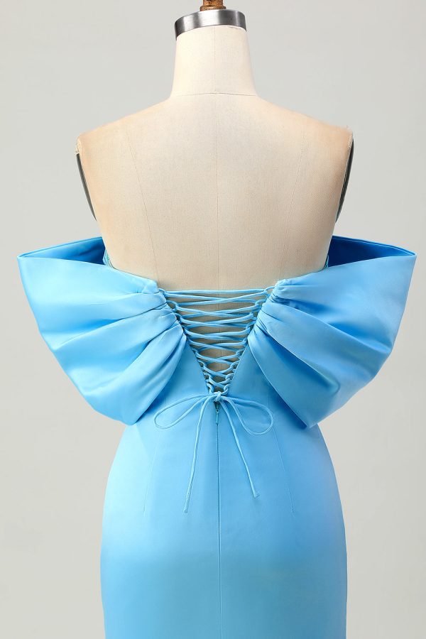 Tight Strapless Blue Homecoming Dress with Lace-up Back - Image 7