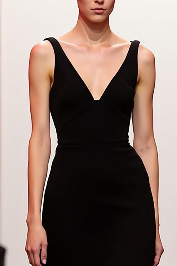 V-Neck A Line Black Evening Dress - Image 2