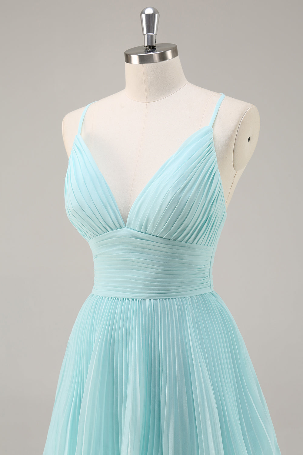 Tiered A Line Pleated Green Prom Dress - Image 6