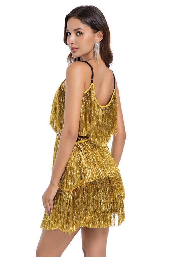 Tiered Fuchsia Fringed Sheath Cocktail Dress - Image 5