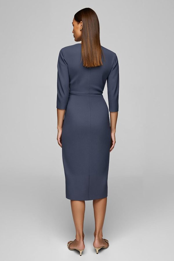 Twilight Sheath 3/4 Sleeve Midi Work Dress With Slit - Image 2