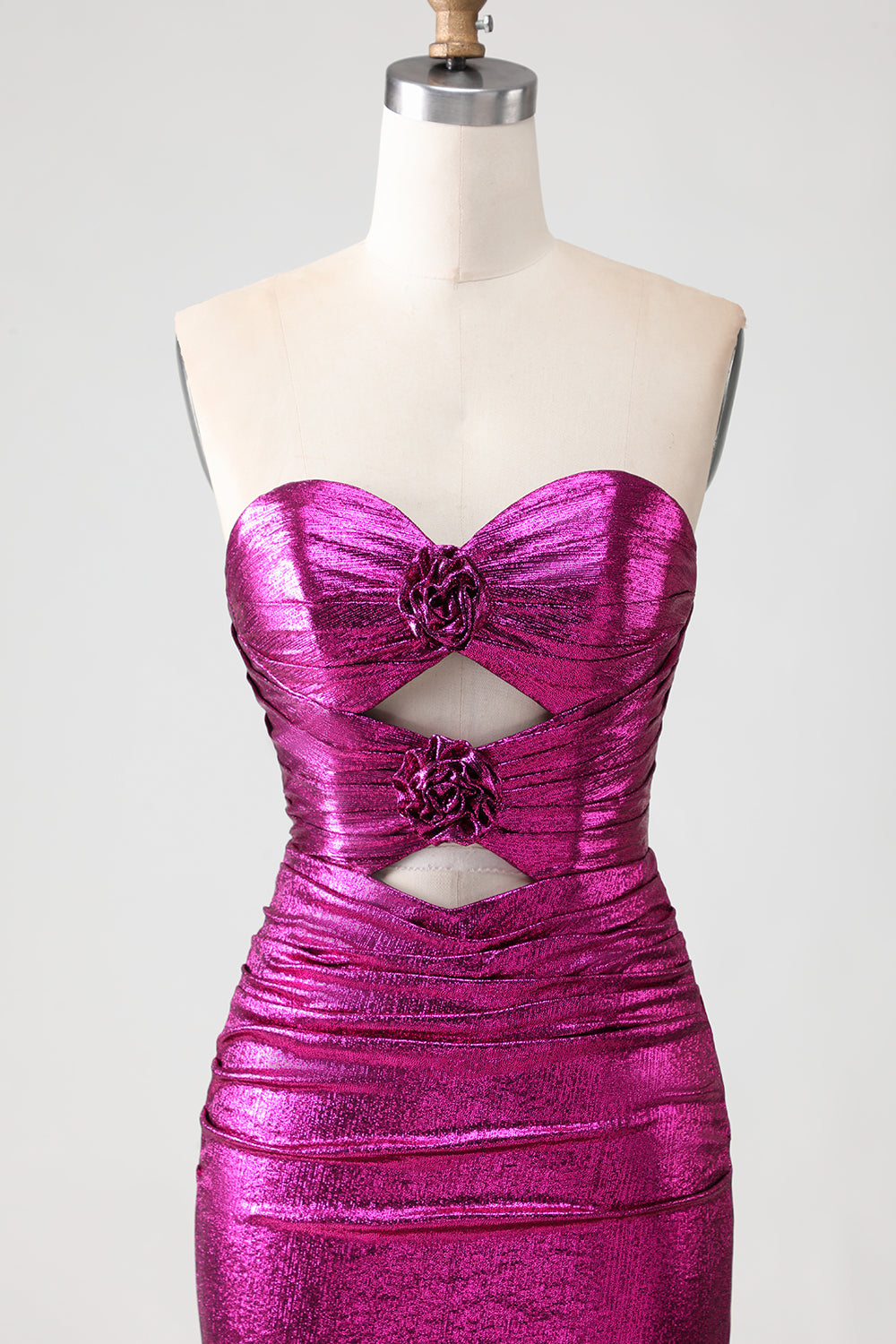 Sweetheart Fuchsia Cut Out Mermaid Prom Dress With Slit - Image 4