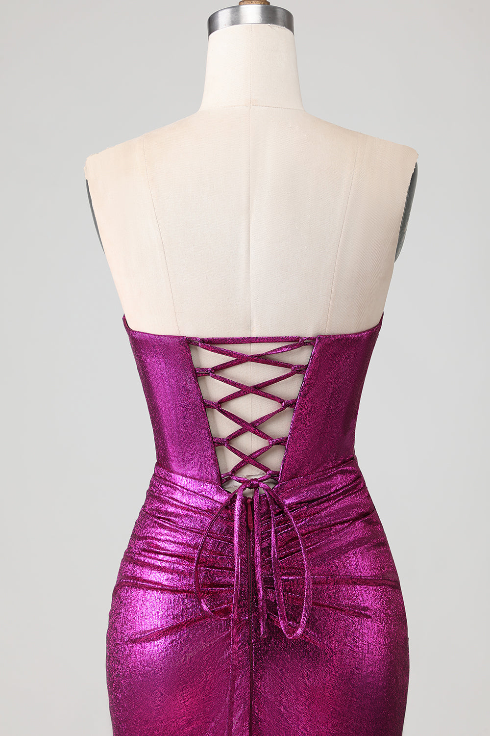Sweetheart Fuchsia Cut Out Mermaid Prom Dress With Slit - Image 5