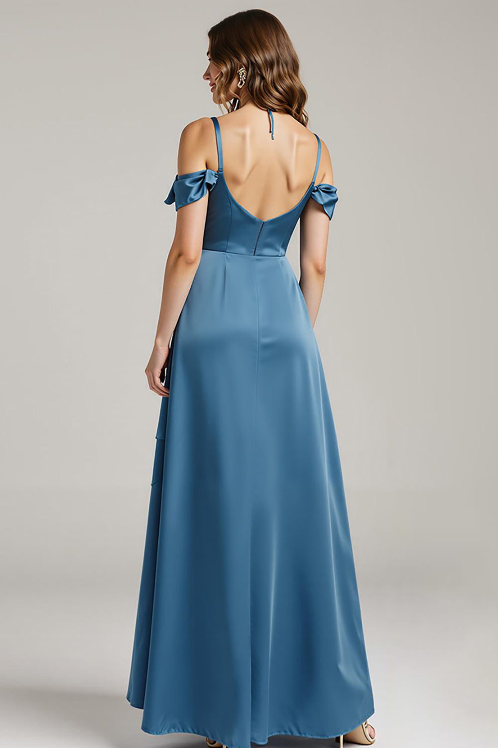 Twilight High-Low Cold Shoulder A-Line Ruffled Formal Dress - Image 2