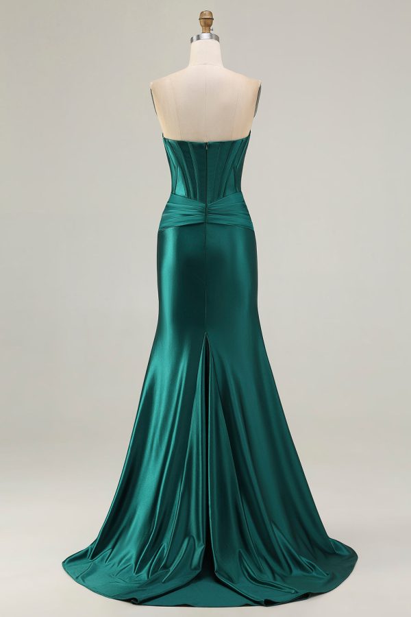 Sweetheart Mermaid Dark Green Corset Prom Dress - Image 2