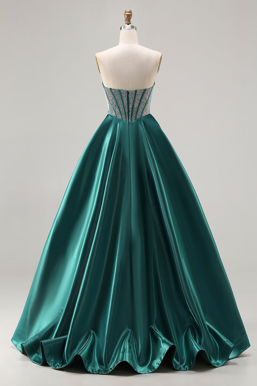 Sweetheart Dark Green Princess Corset Prom Dress With Beading - Image 2