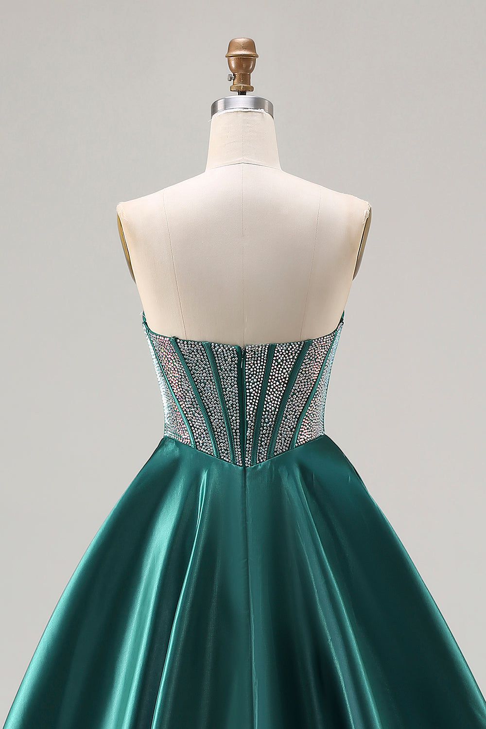 Sweetheart Dark Green Princess Corset Prom Dress With Beading - Image 5