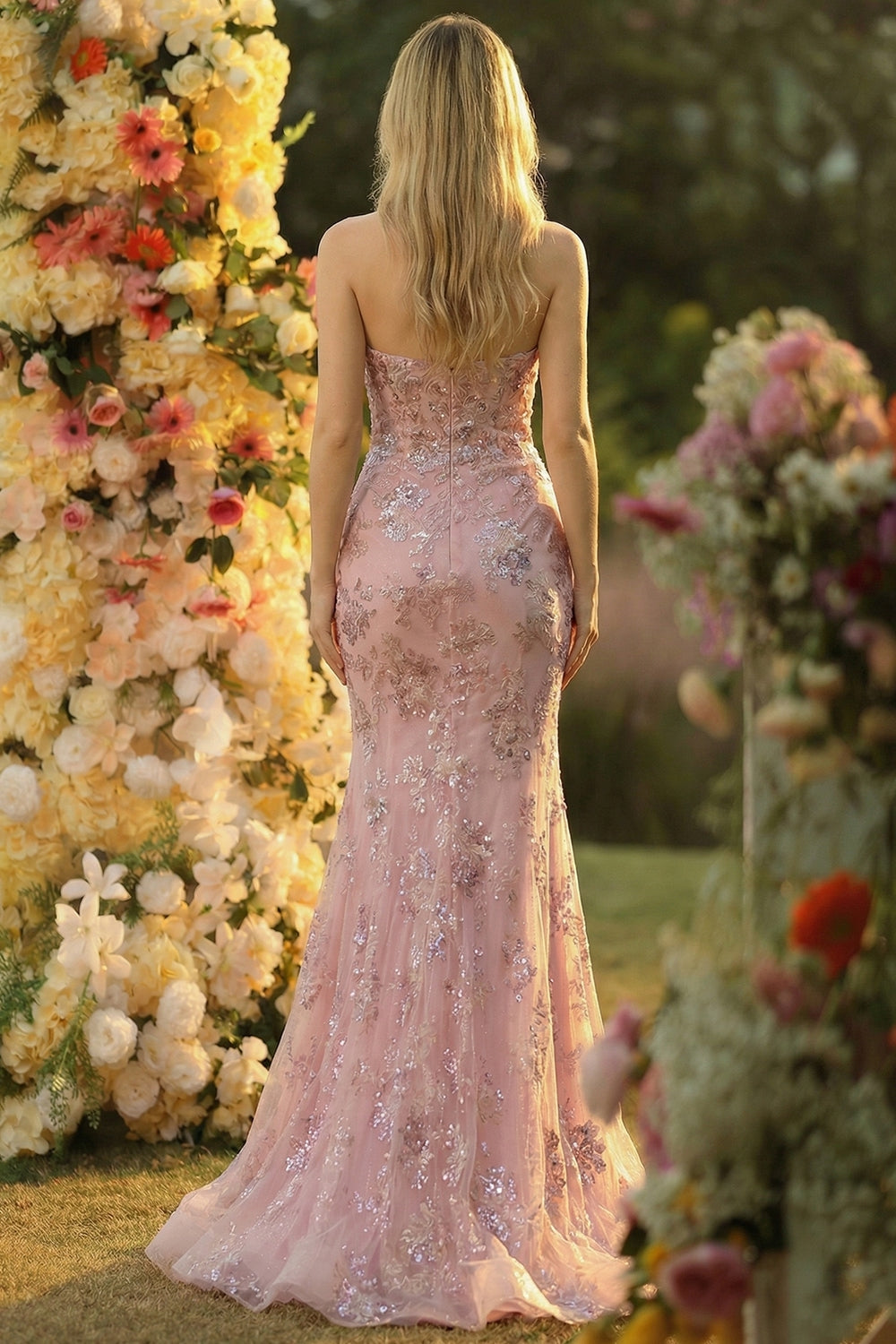 Sweetheart Blush Mermaid Prom Dress with Appliques - Image 2
