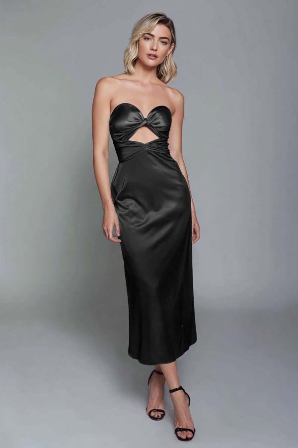Sweetheart Dark Green Cut Out Sheath Midi Formal Dress - Image 3