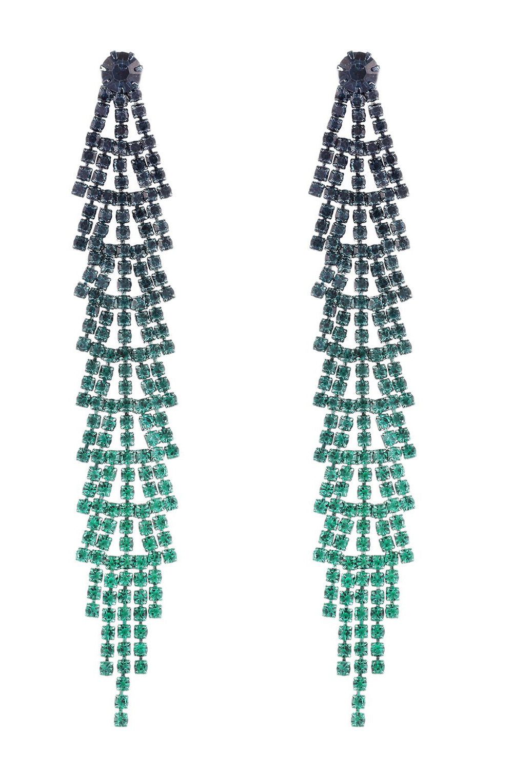 Tassel Gradient Colored Rhinestones Long Earrings - Image 1