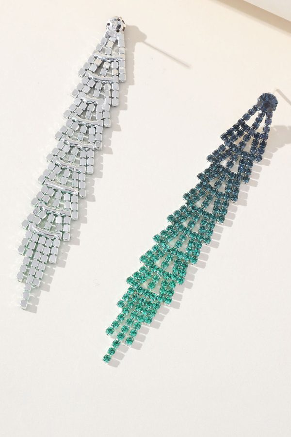 Tassel Gradient Colored Rhinestones Long Earrings - Image 4