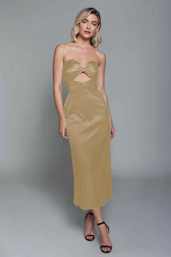 Sweetheart Dark Green Cut Out Sheath Midi Formal Dress - Image 4