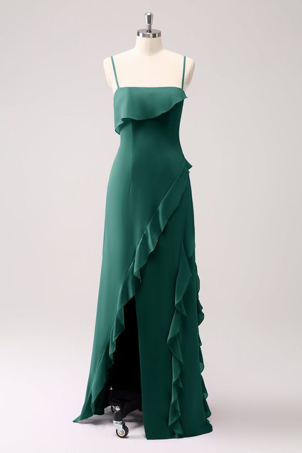 Tahiti Ruffles Sheath Maxi Dress with Slit - Image 13