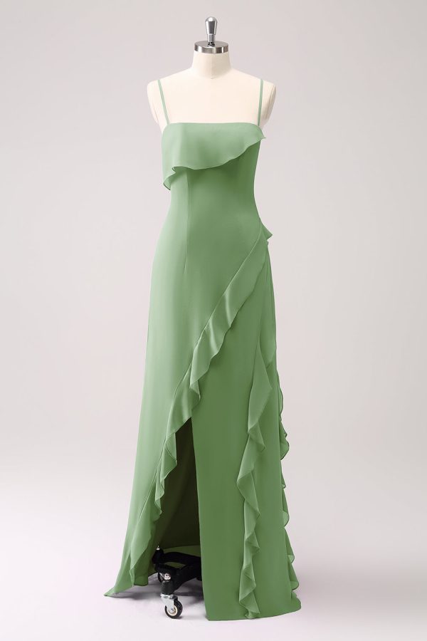 Tahiti Ruffles Sheath Maxi Dress with Slit - Image 17
