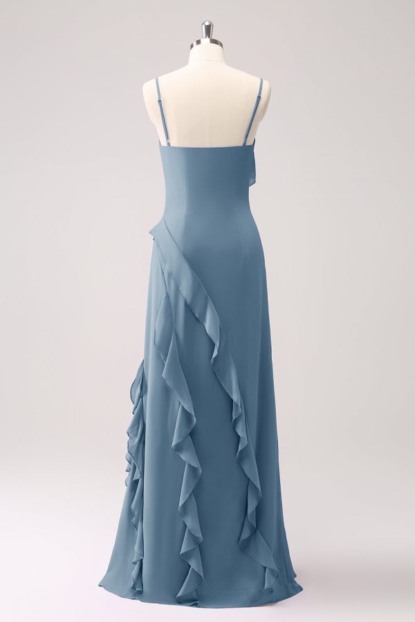 Tahiti Ruffles Sheath Maxi Dress with Slit - Image 16