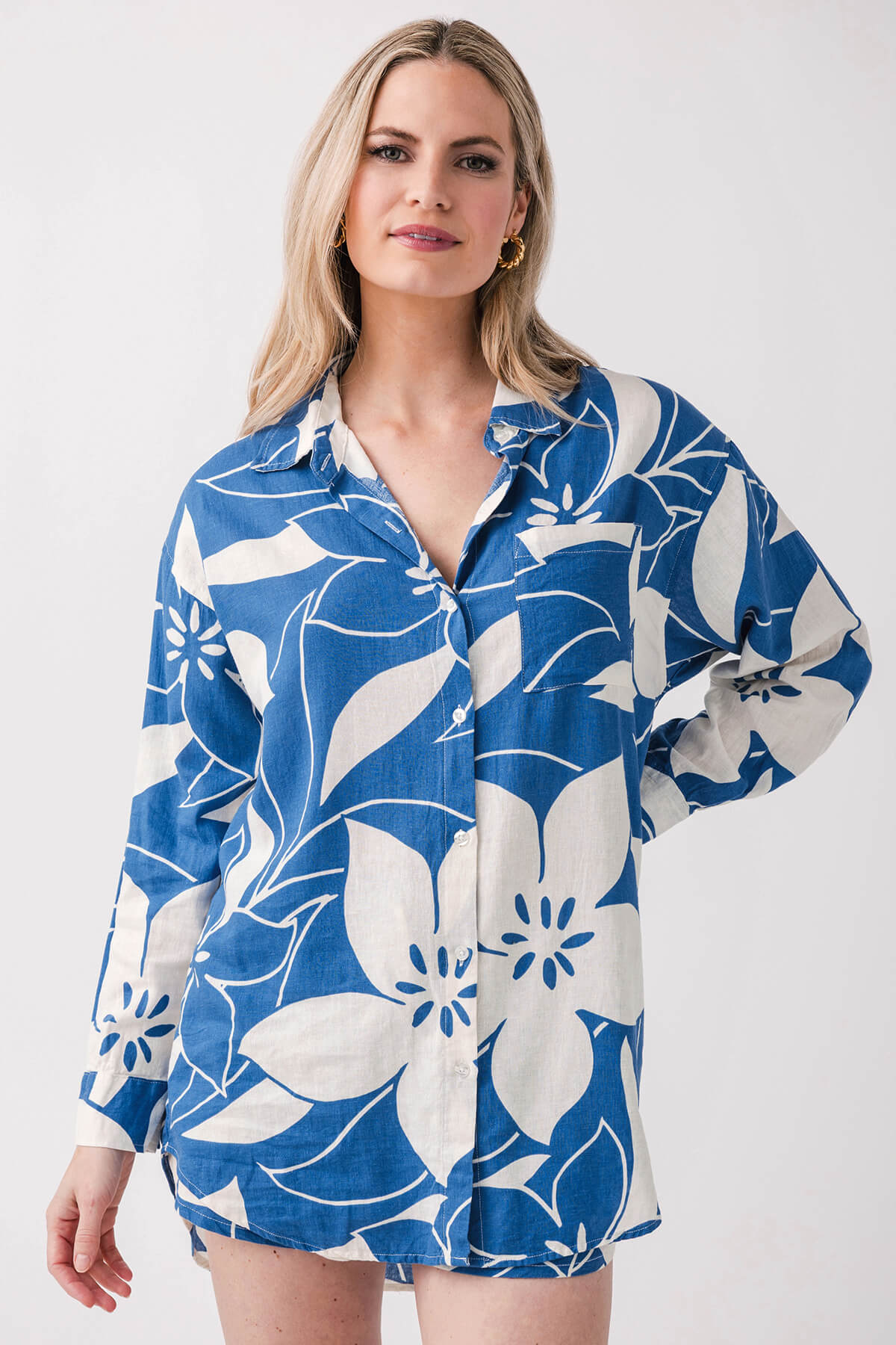 Floral cotton and linen shirt - Image 3