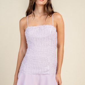 Ruched Lace Open-Back Tiered Mini Dress