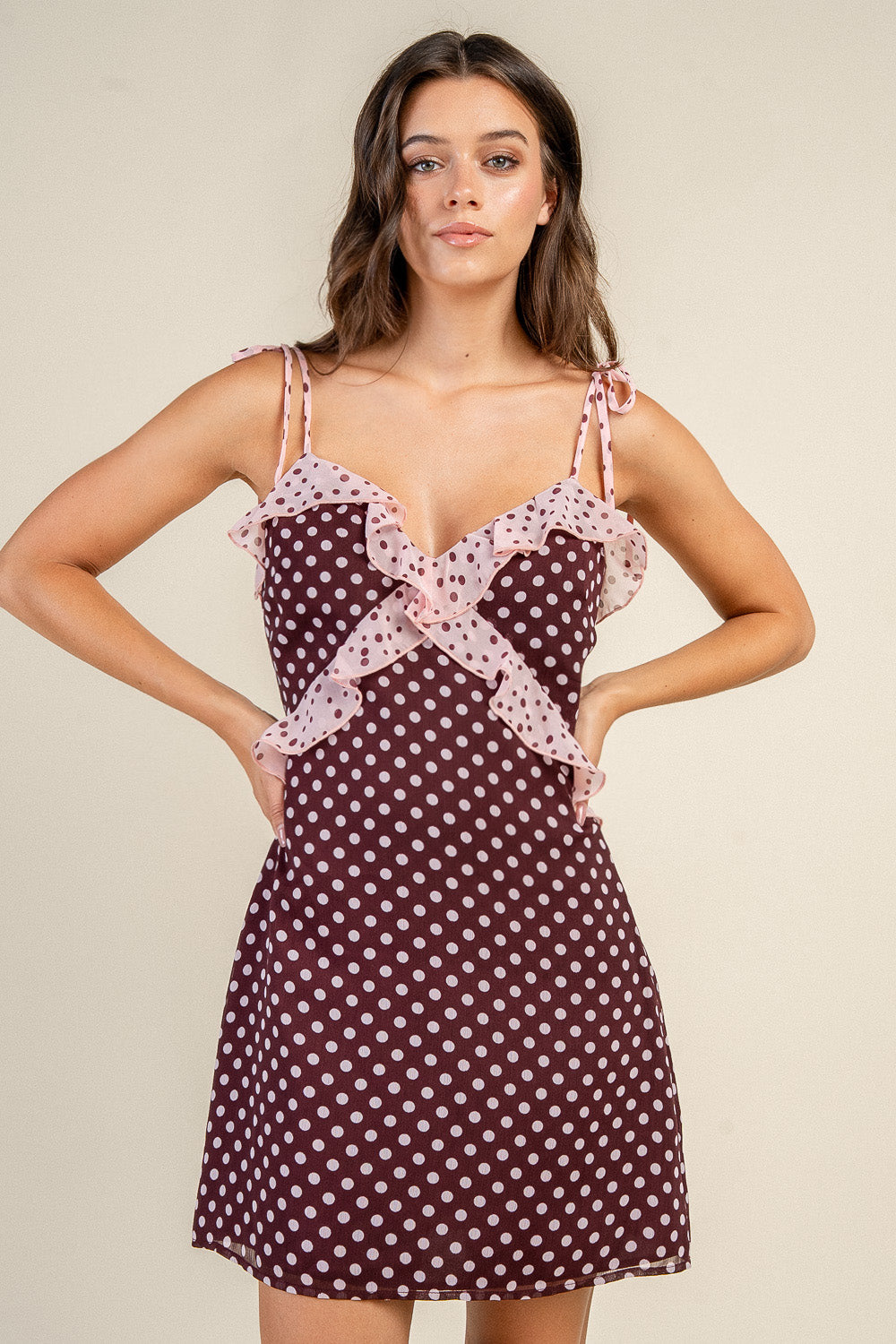 Sweetheart Polka Dot Ruffle Mini Dress - Image 4