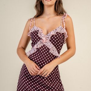 Sweetheart Polka Dot Ruffle Mini Dress