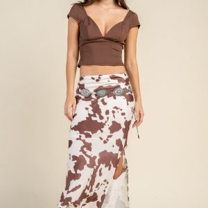 Sweetheart Cap Sleeve Open Back Crop Top