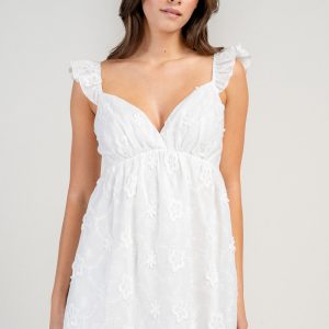 Floral Appliqu?? Open-Back Mini Dress