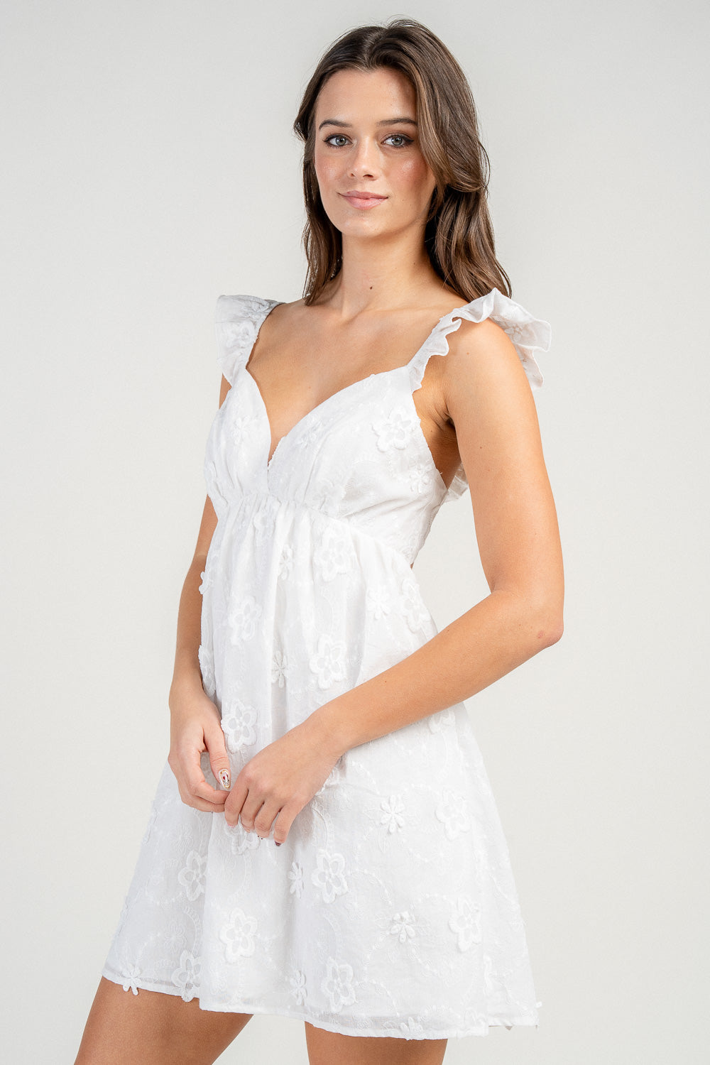 Floral Appliqu?? Open-Back Mini Dress - Image 4