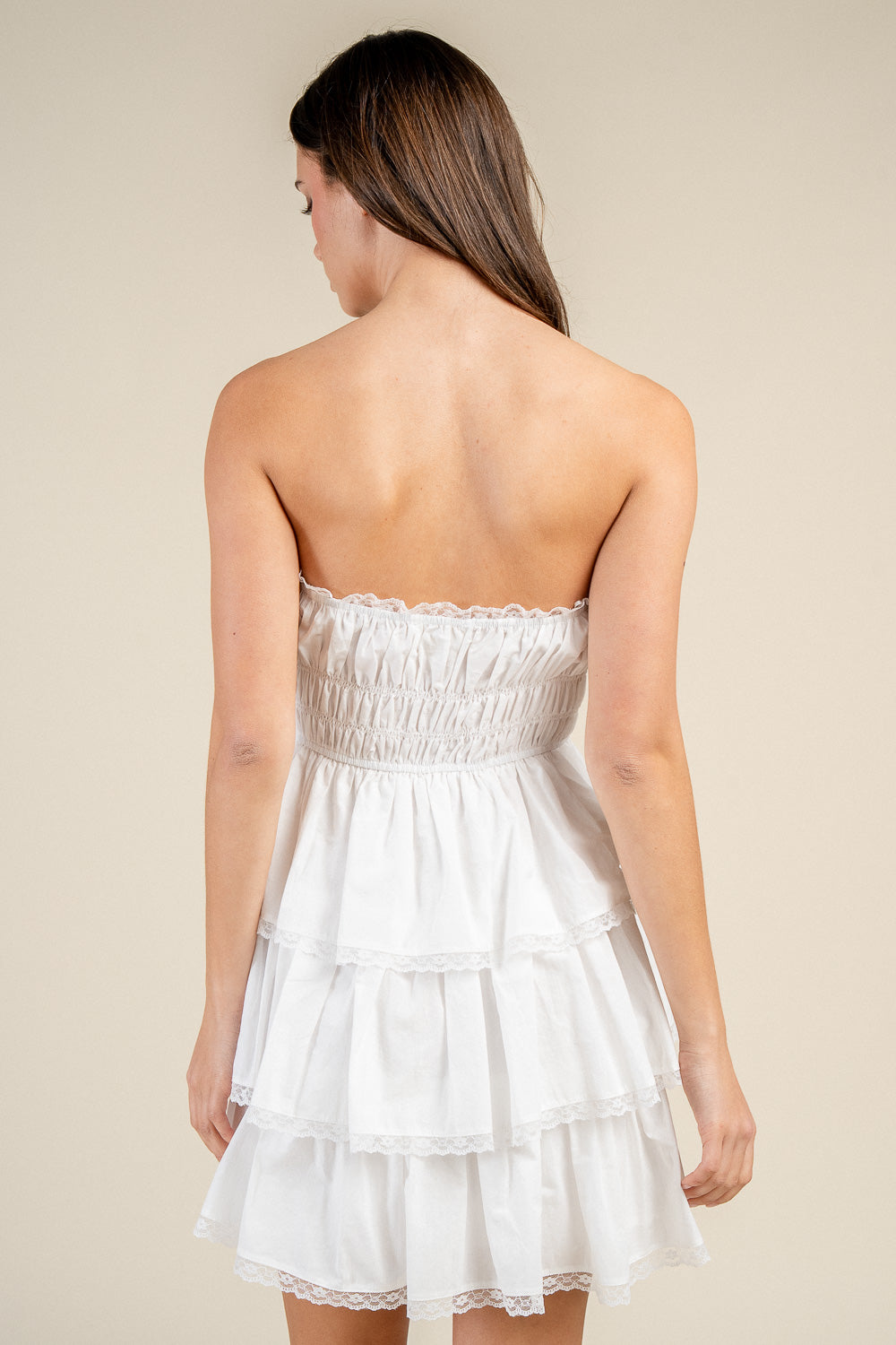 Lace Trim Smocked Mini Dress - Image 7