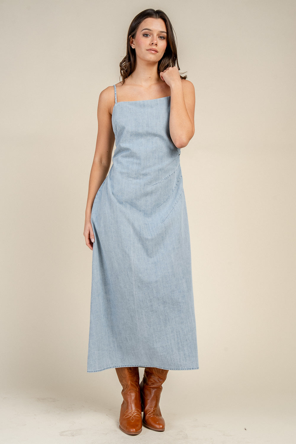 Denim Slip Midi Dress