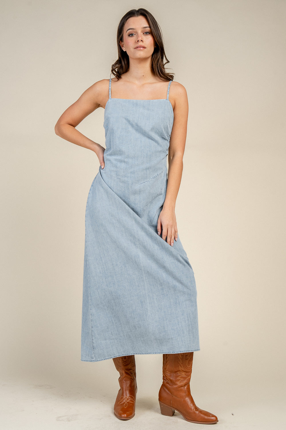 Denim Slip Midi Dress - Image 4
