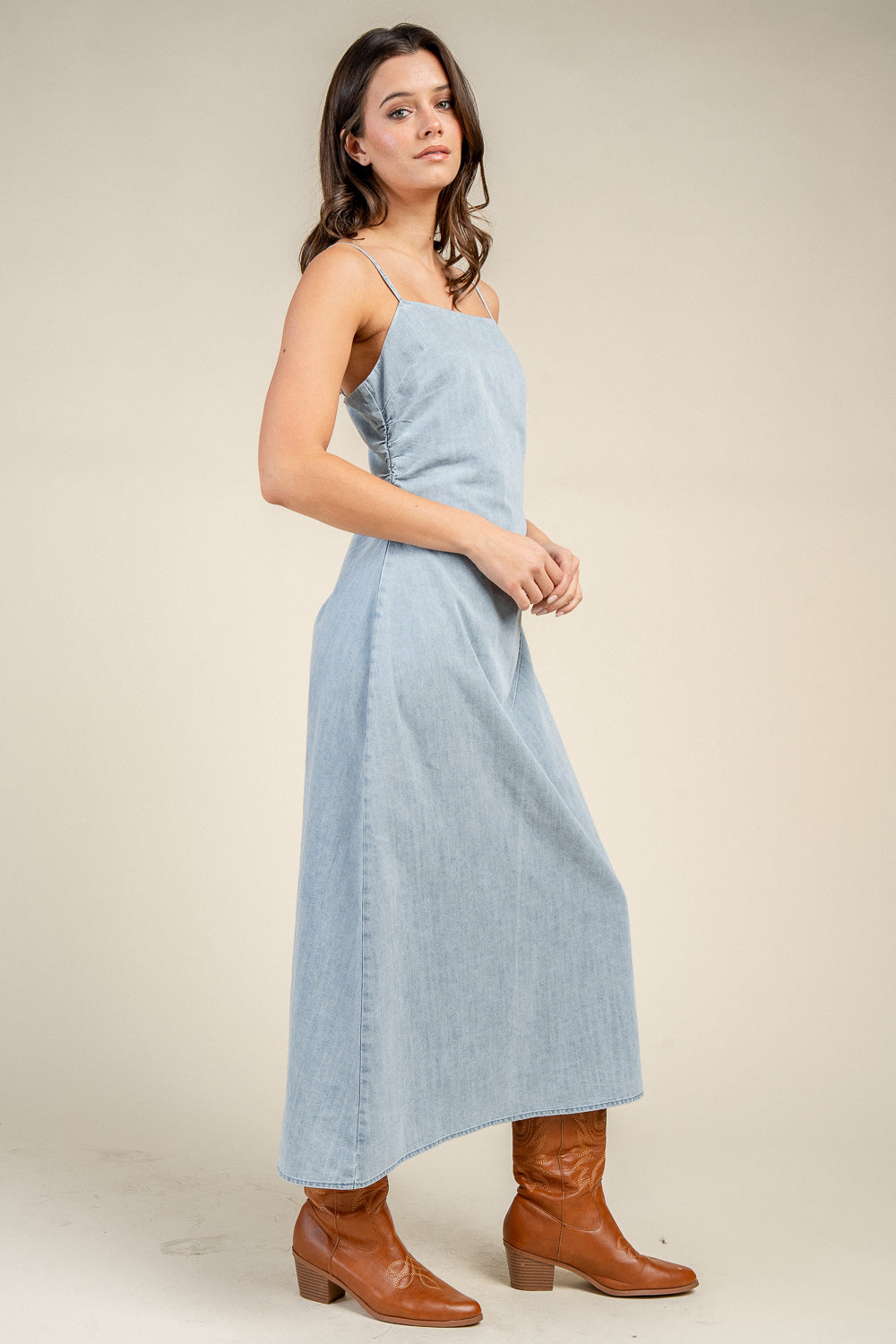 Denim Slip Midi Dress - Image 2