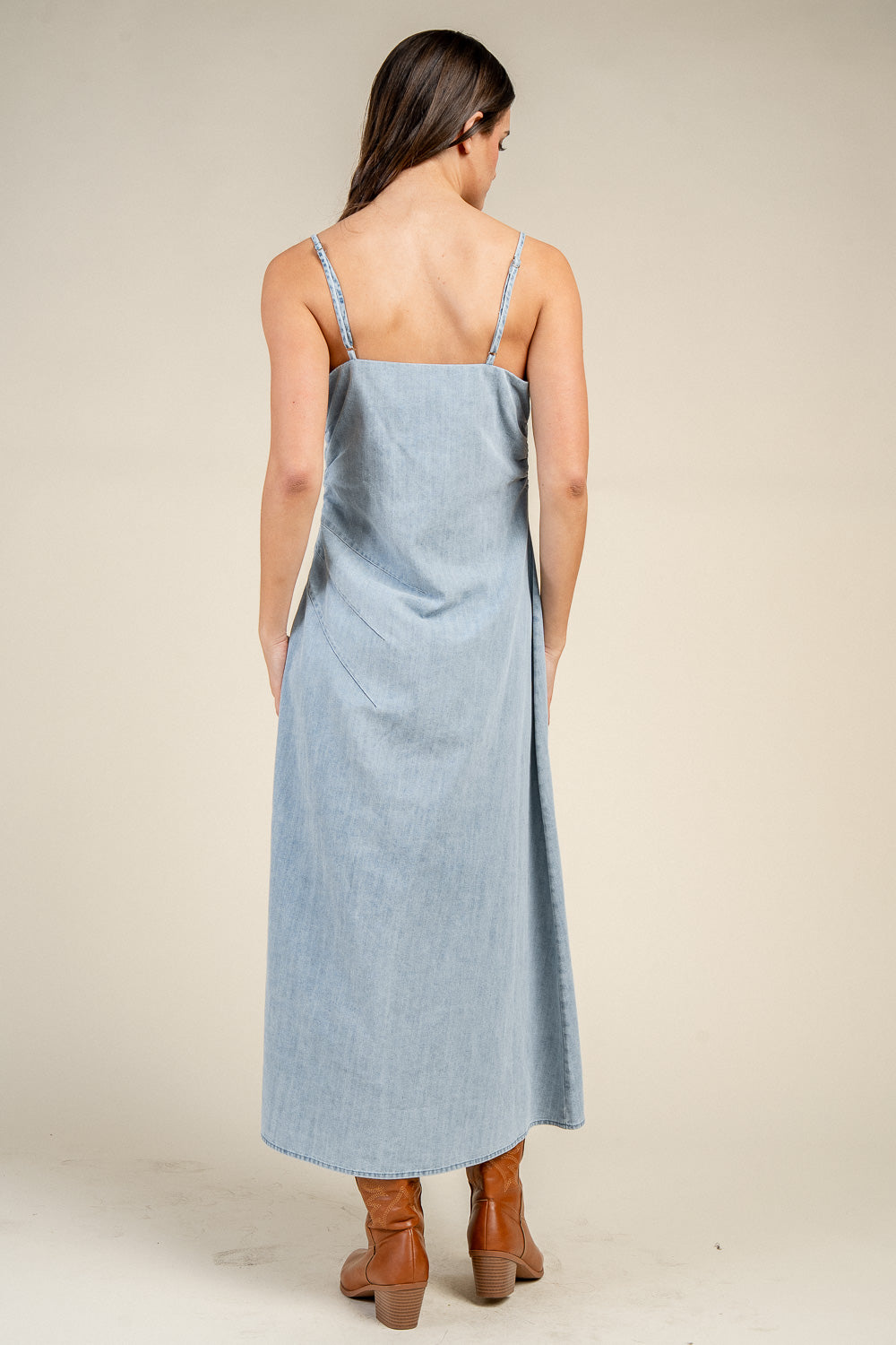 Denim Slip Midi Dress - Image 3