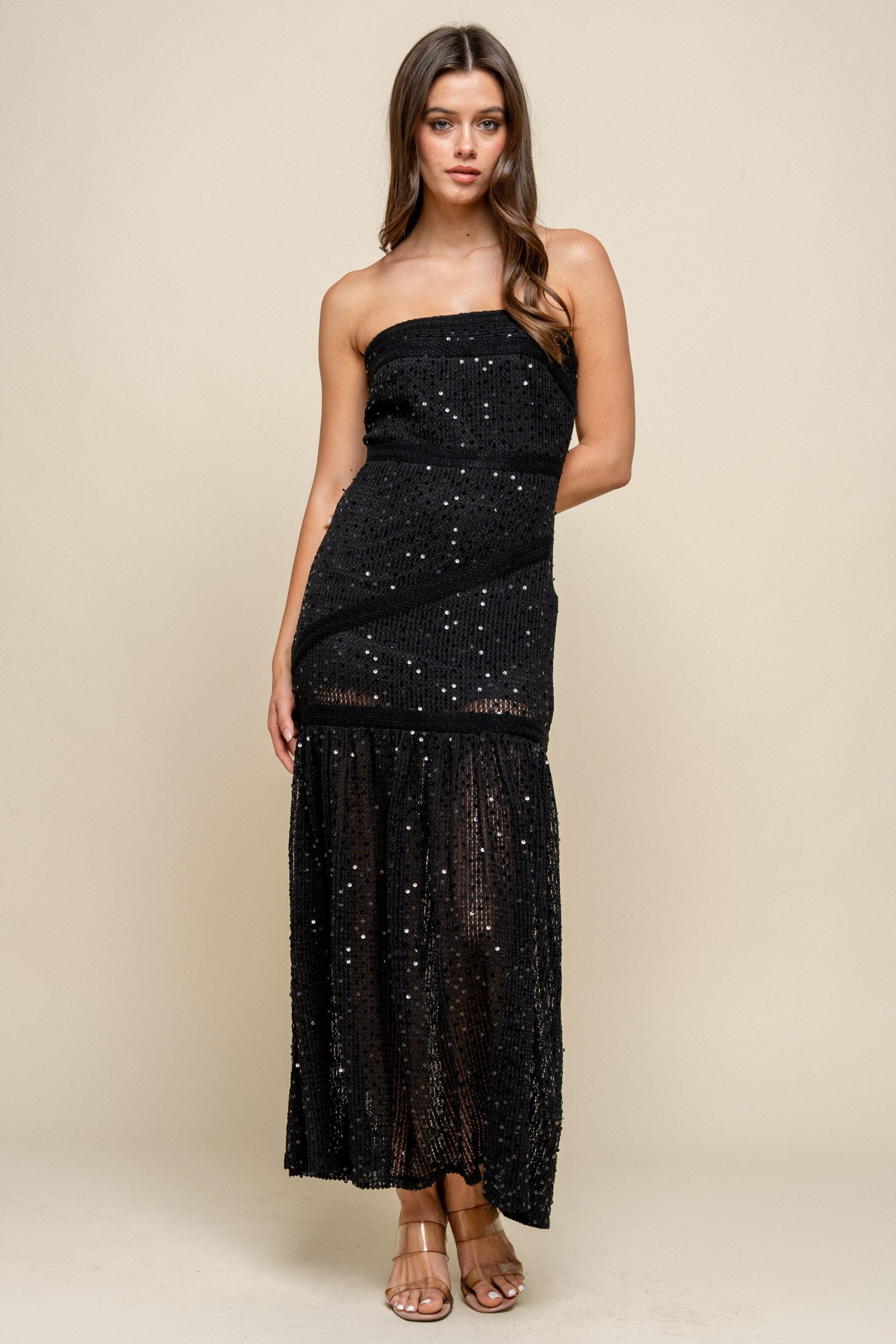 SEQUINNED KNIT MAXI TUBE DRESS - Image 6