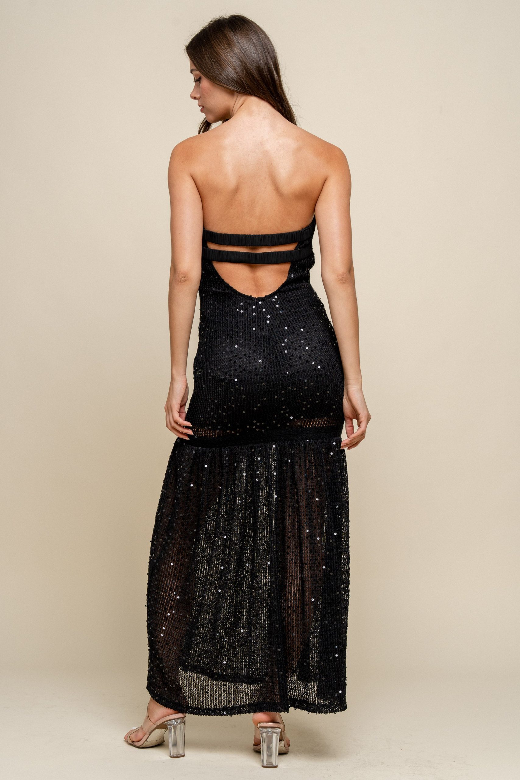 SEQUINNED KNIT MAXI TUBE DRESS - Image 9