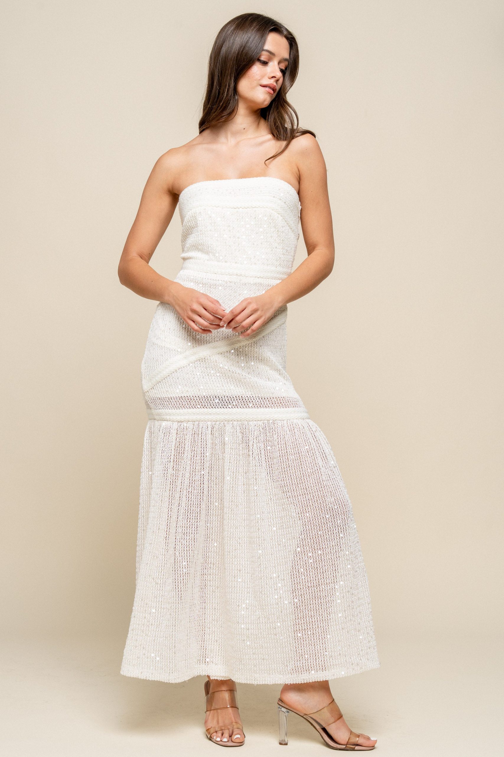 SEQUINNED KNIT MAXI TUBE DRESS - Image 2