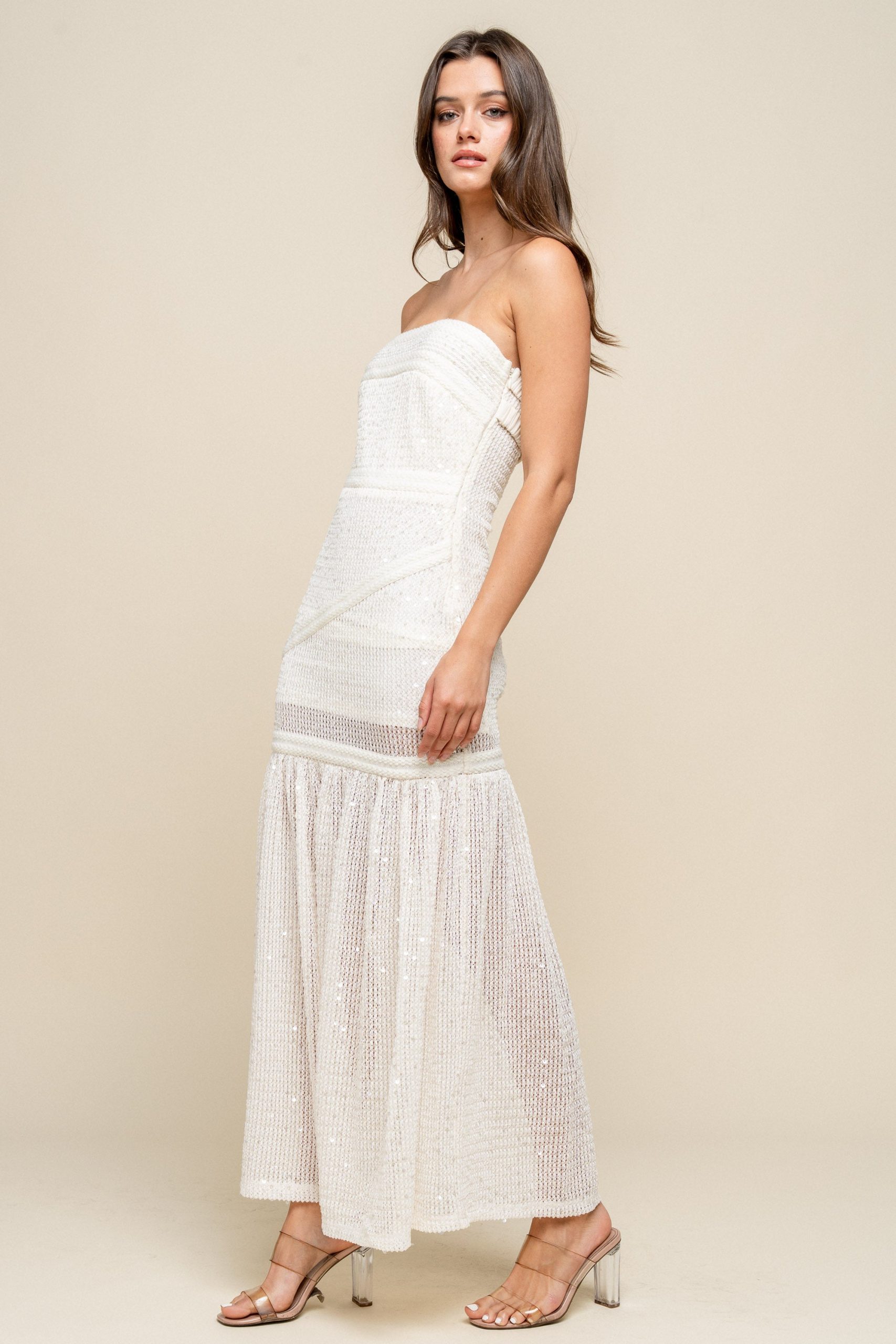 SEQUINNED KNIT MAXI TUBE DRESS - Image 3