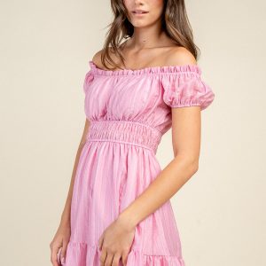 Off-Shoulder Smocked Mini Dress