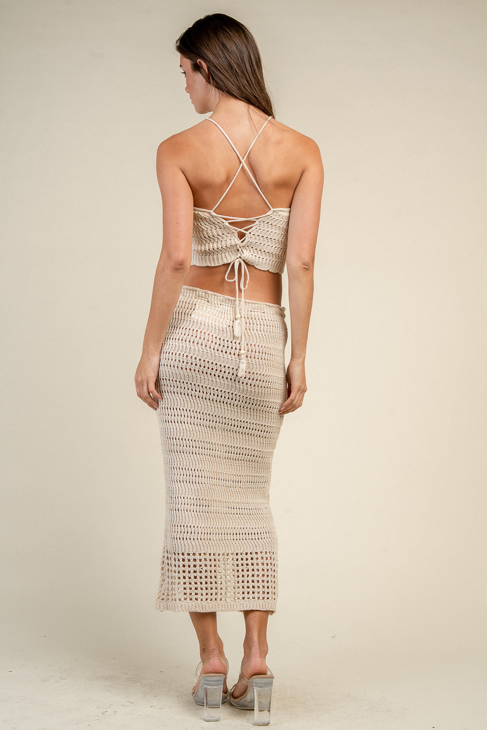 CROPPED TOP AND LONG TASSELD SKIRT SET - Image 2