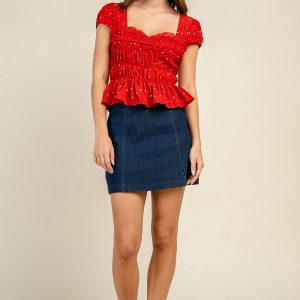 Smocked Floral Peplum Top