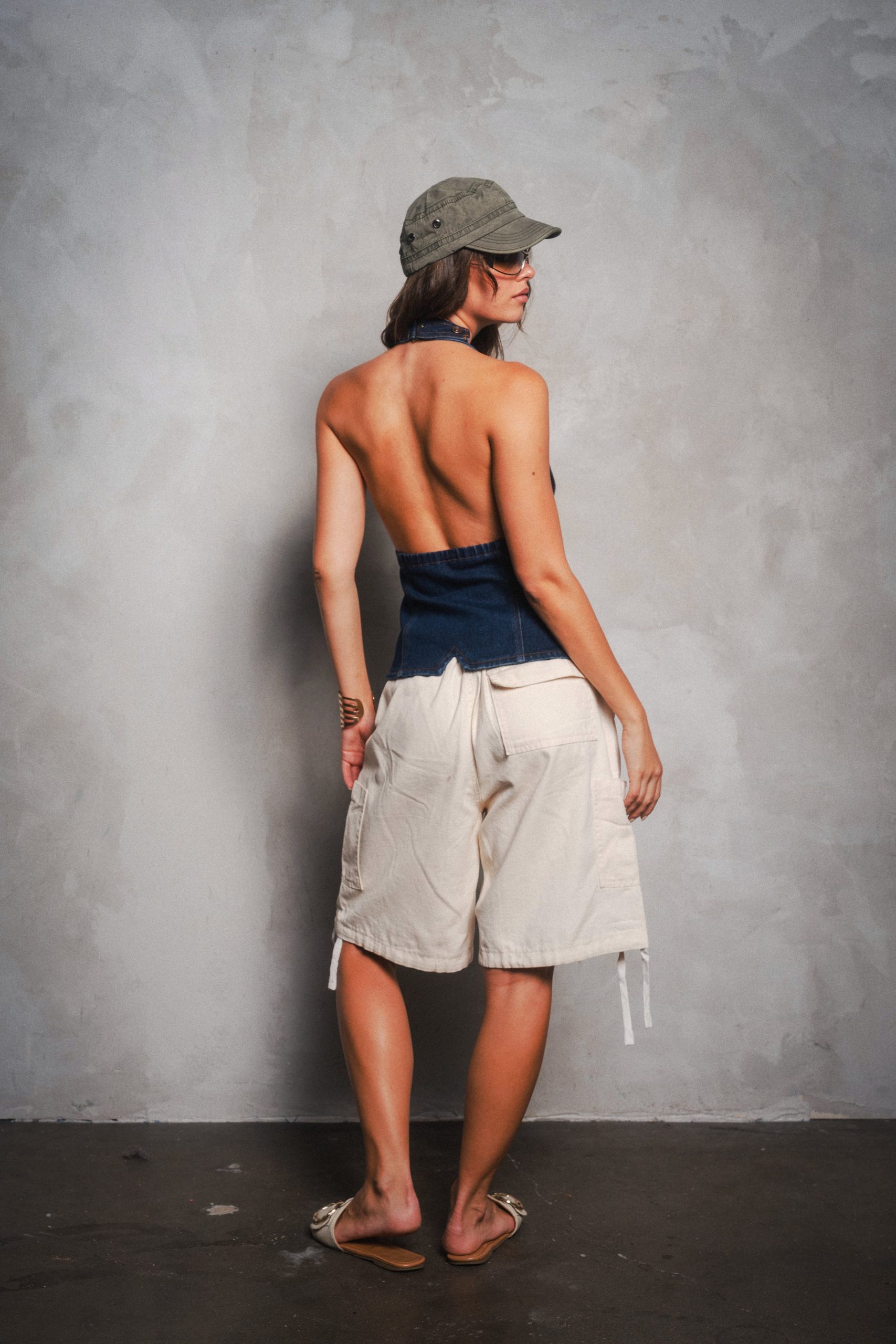 Buckle Detail Denim Halter Top - Image 5