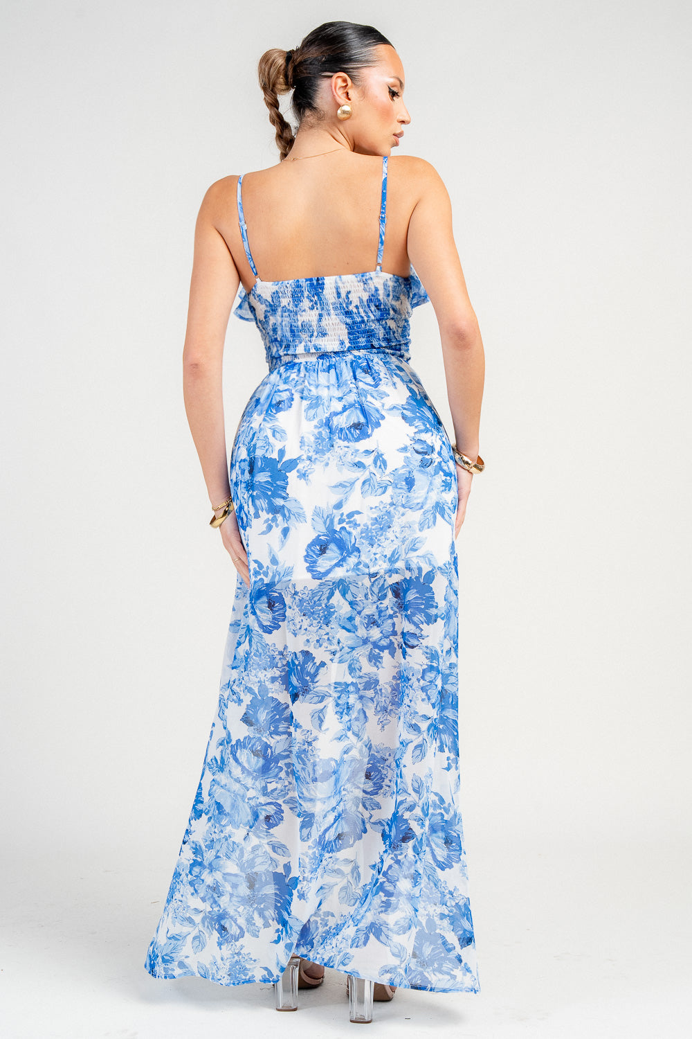 FLORAL PRINT TWIST FRONT HIGH-LOW MAXI DRESS - Image 4