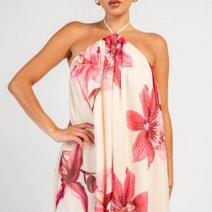 Floral Halter Swing Mini Dress